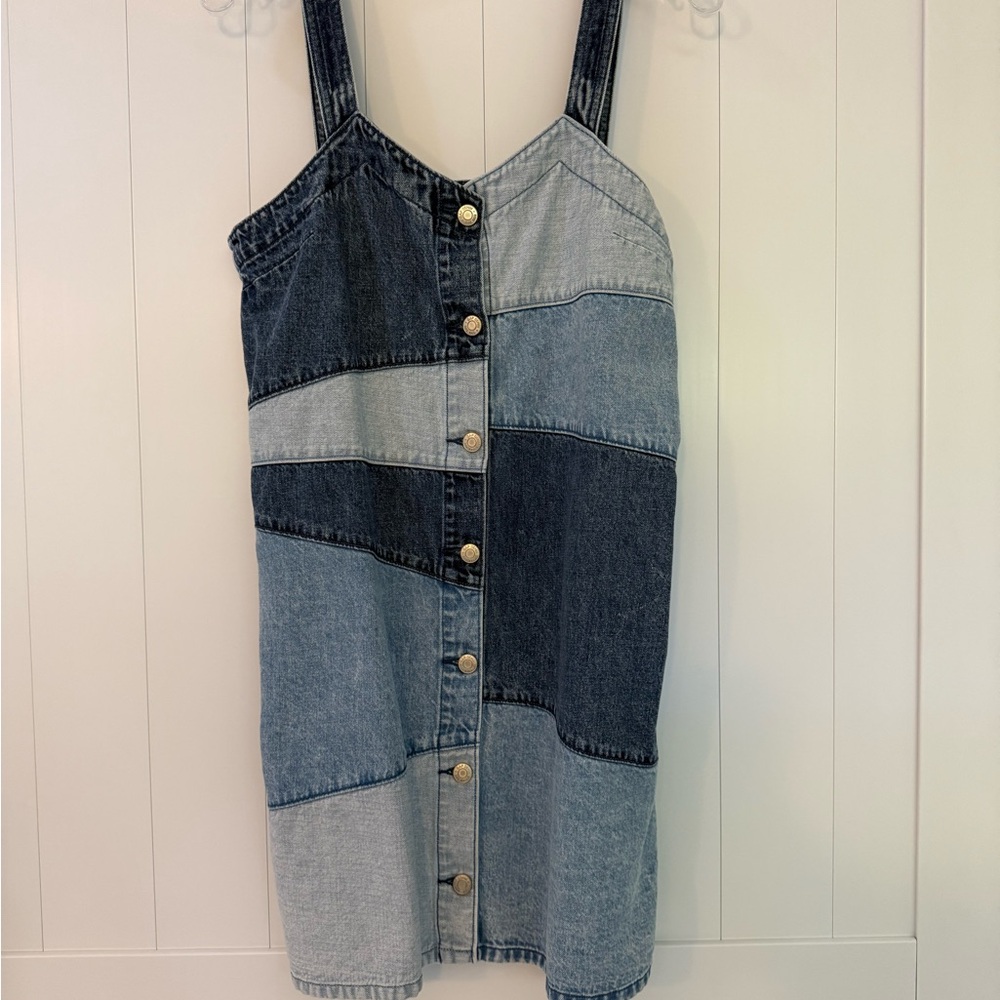 Gap Patchwork Denim Dress Small - image 4